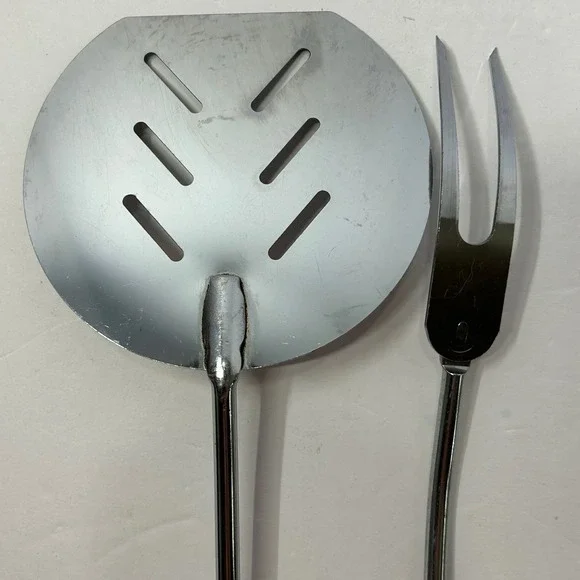 Vintage EKCO USA BBQ Utensils Set Turner Spatula‎ and Fork Yellow Handle - Picture 7 of 8